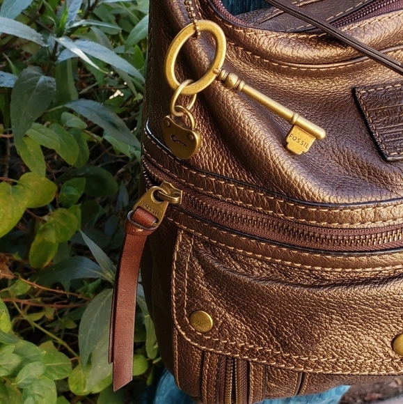 FOSSIL Metallic Gold‎ Messenger Bag - Picture 3 of 5